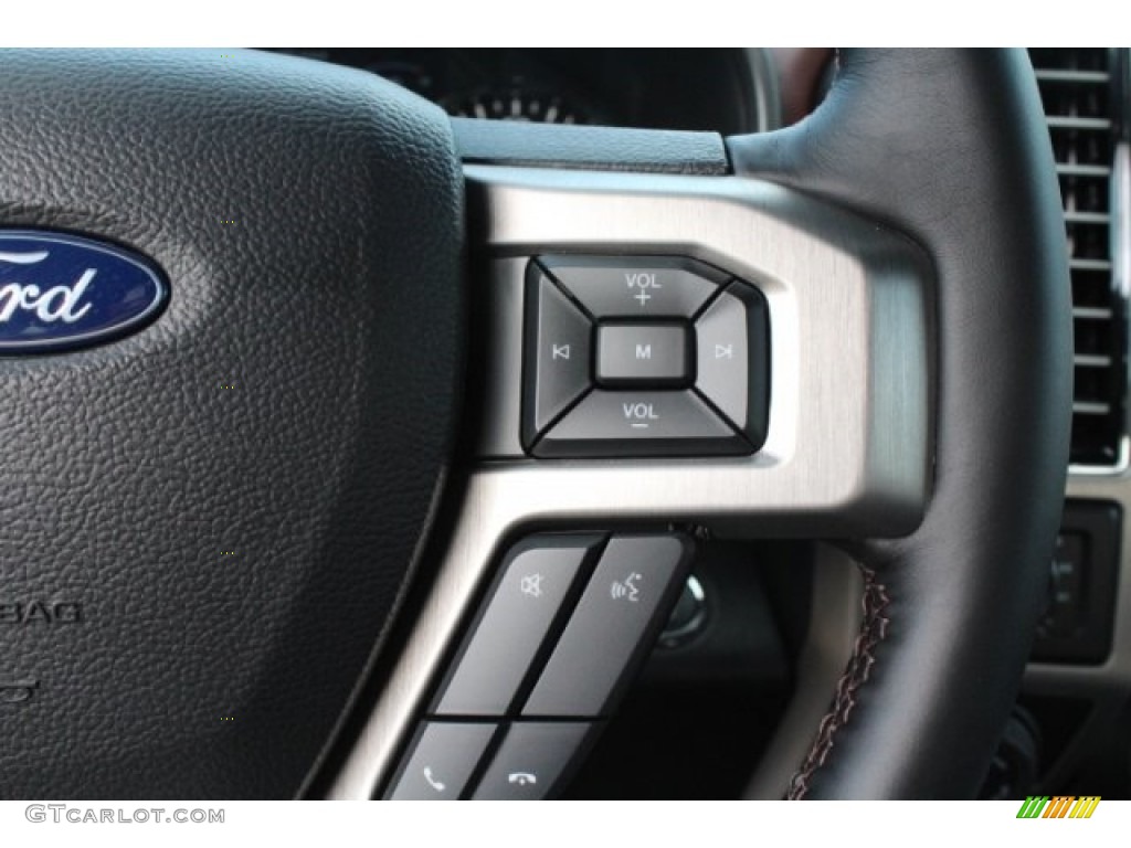 2018 Ford F150 Platinum SuperCrew 4x4 Dark Marsala Steering Wheel Photo #130140851