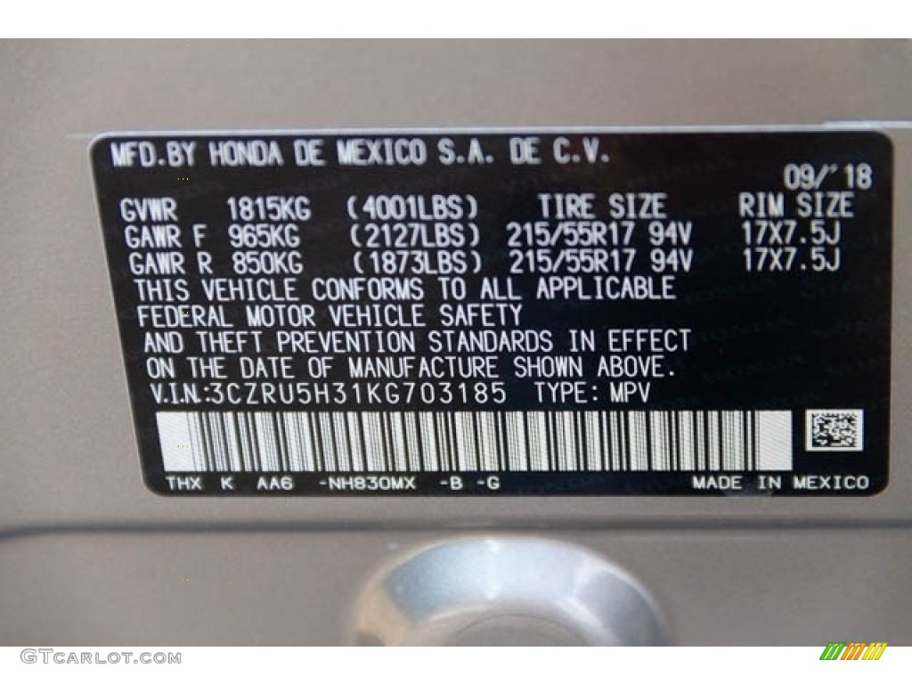 2019 Honda HR-V LX Color Code Photos