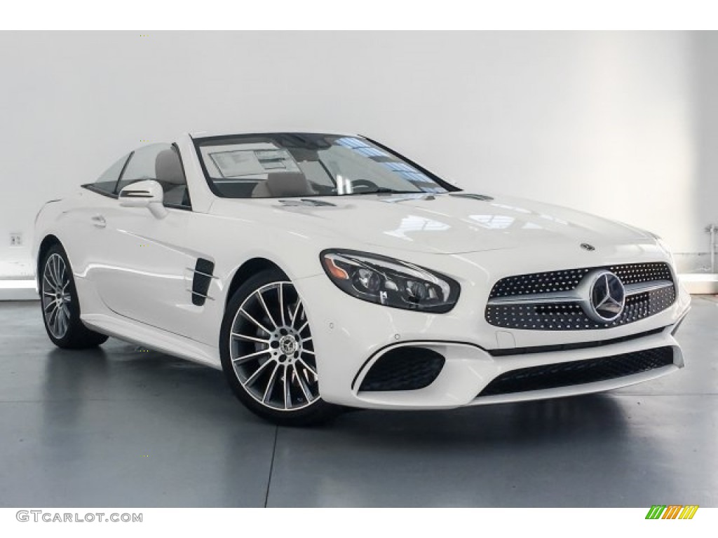 designo Diamond White Metallic 2019 Mercedes-Benz SL 450 Roadster Exterior Photo #130148543