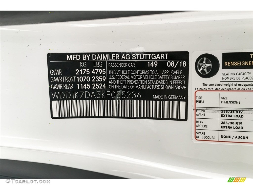 2019 SL Color Code 149 for Polar White Photo #130158234
