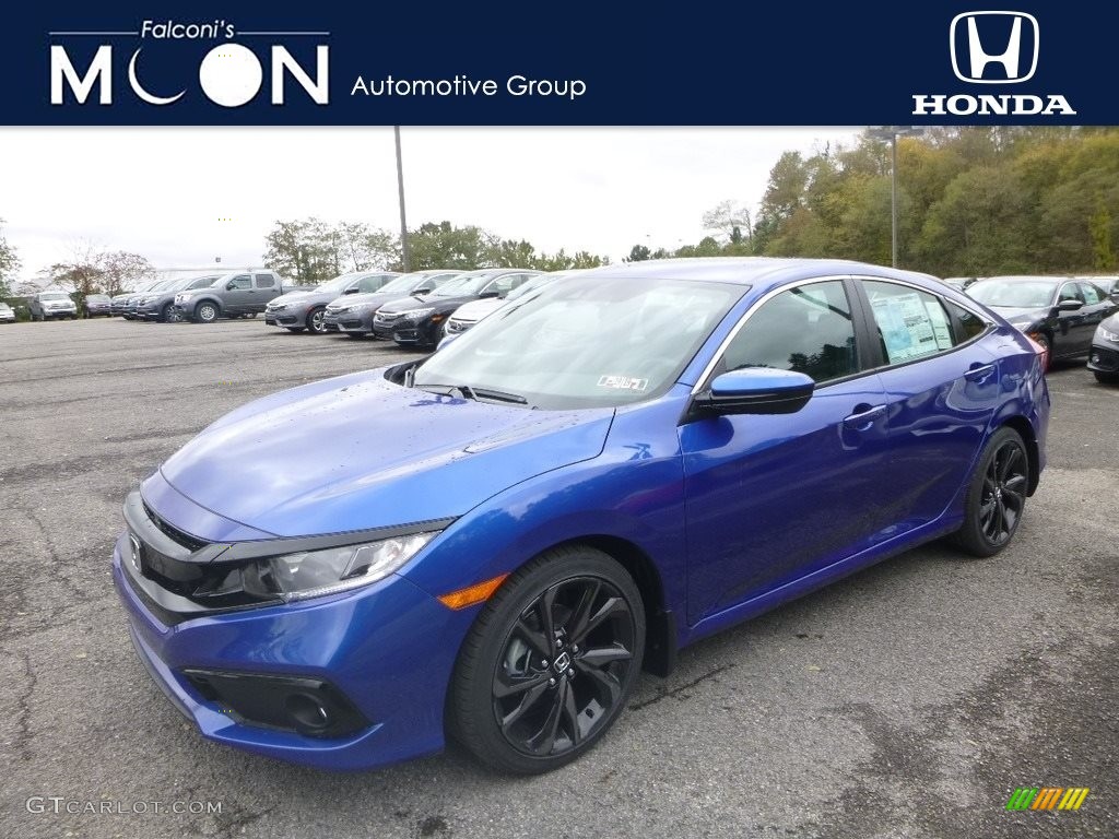 2019 Civic Sport Sedan - Agean Blue Metallic / Black photo #1