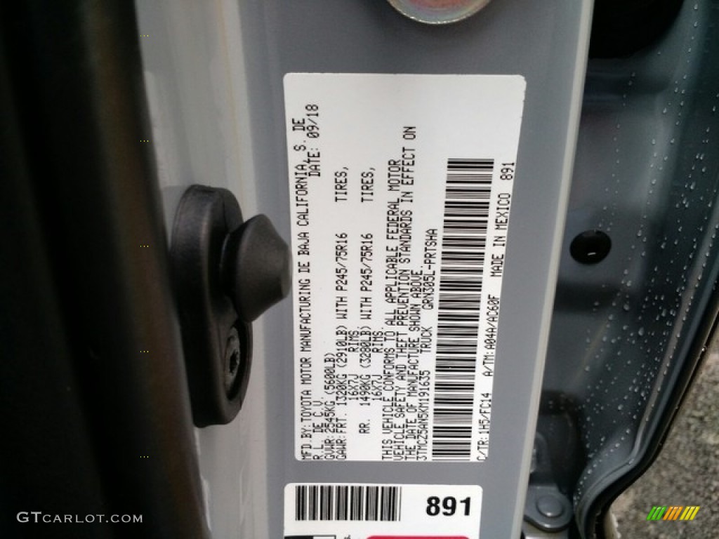 2019 Tacoma Color Code 1H5 for Silver Sky Metallic Photo #130166706