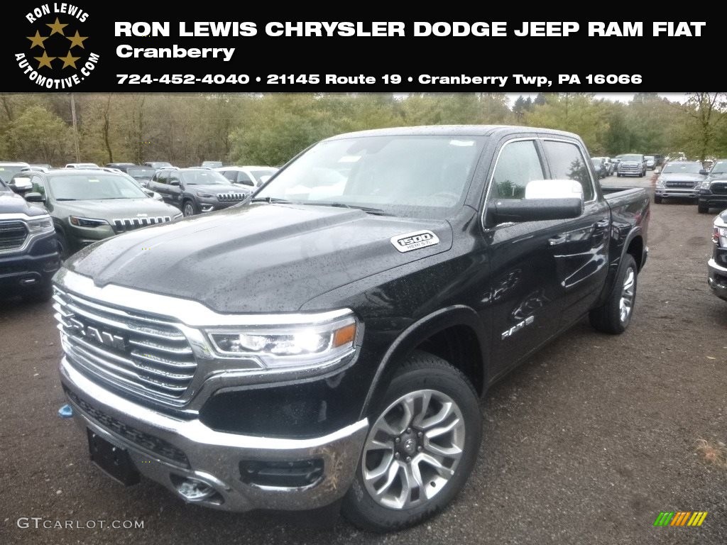 2019 1500 Long Horn Crew Cab 4x4 - Diamond Black Crystal Pearl / Mountain Brown/Light Frost Beige photo #1