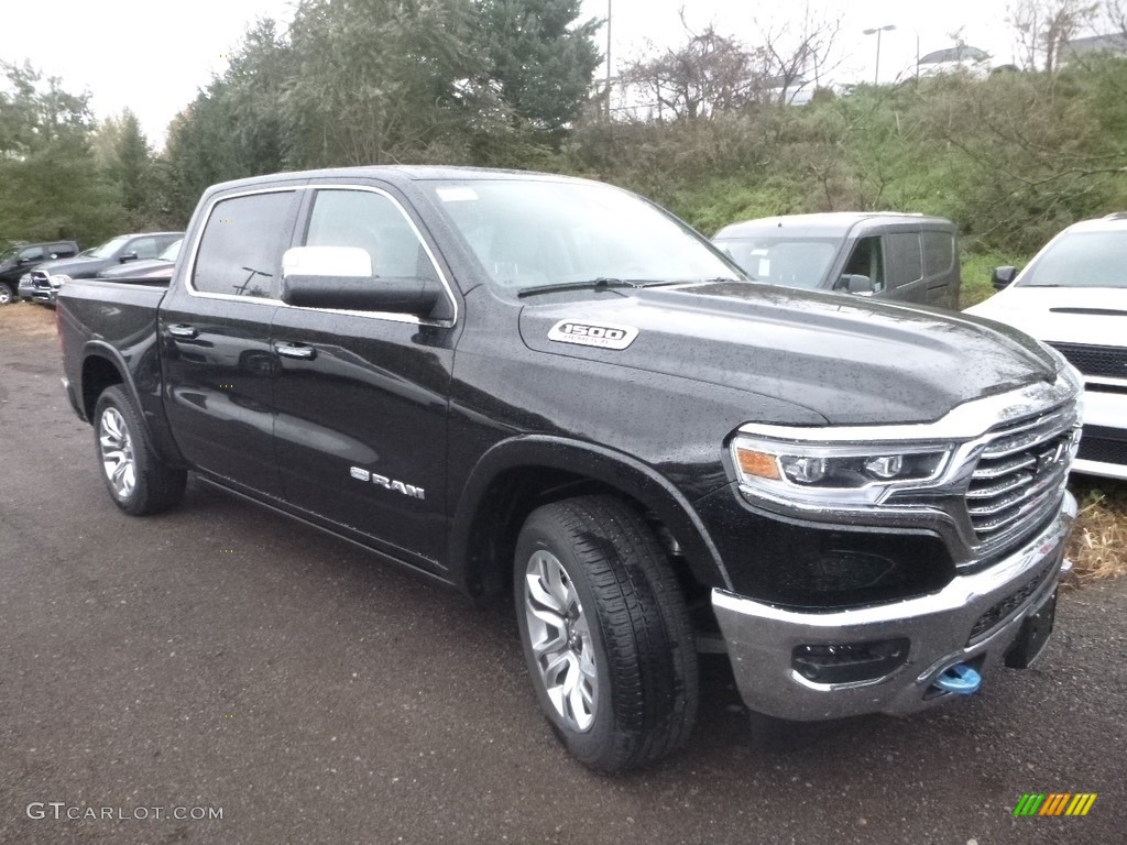 Diamond Black Crystal Pearl 2019 Ram 1500 Long Horn Crew Cab 4x4 Exterior Photo #130172364