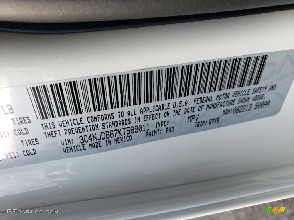 2019 Compass Color Code PW3 for White Photo #130174668