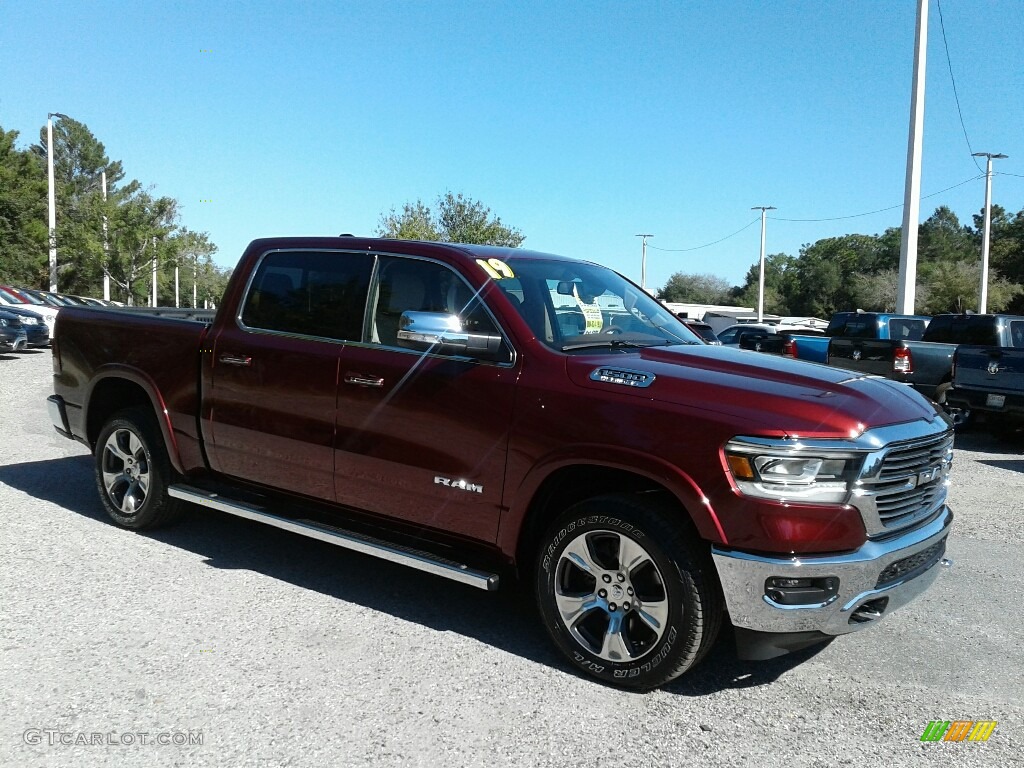 2019 1500 Laramie Crew Cab - Delmonico Red Pearl / Mountain Brown/Light Frost Beige photo #7