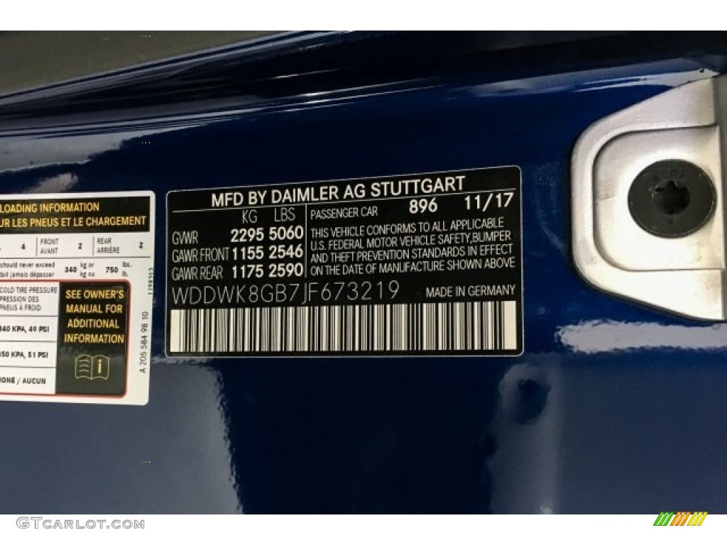 2018 C Color Code 896 for Brilliant Blue Metallic Photo #130206085