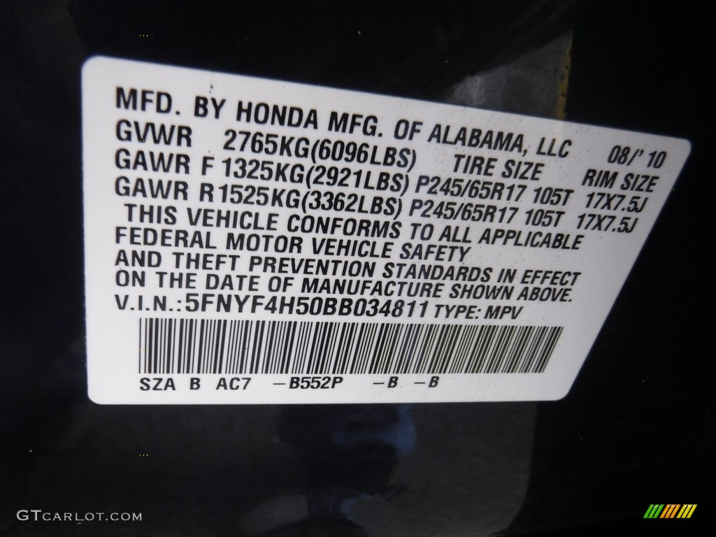 2011 Pilot EX-L 4WD - Bali Blue Pearl / Gray photo #27