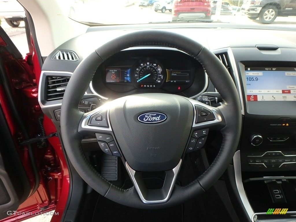 2019 Ford Edge SEL AWD Ebony Steering Wheel Photo #130215538