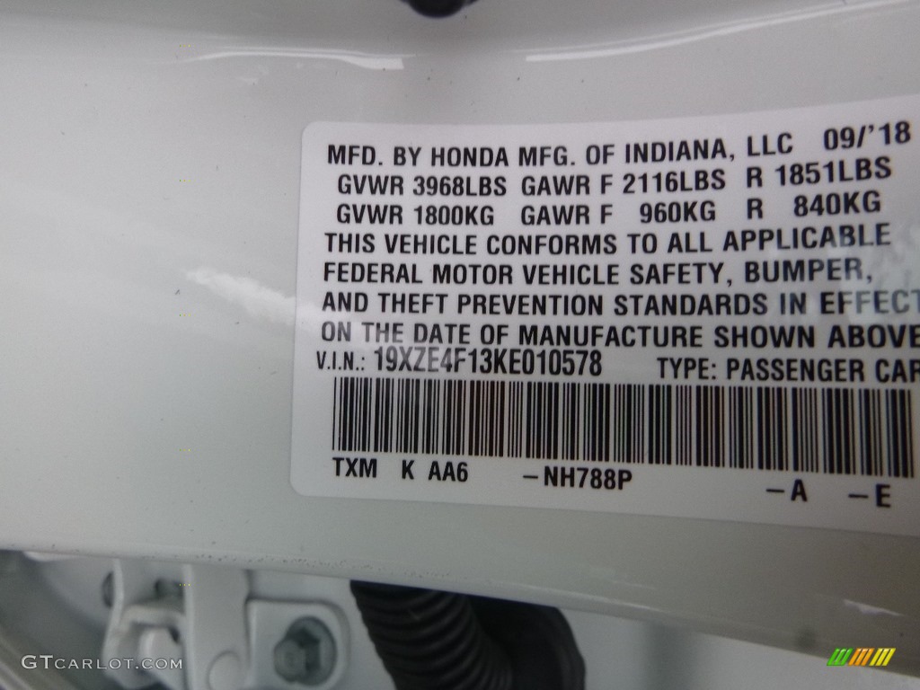 2019 Insight Color Code NH788P for White Orchid Pearl Photo #130228309