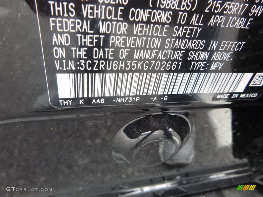 2019 HR-V Color Code NH731P for Crystal Black Pearl Photo #130228711