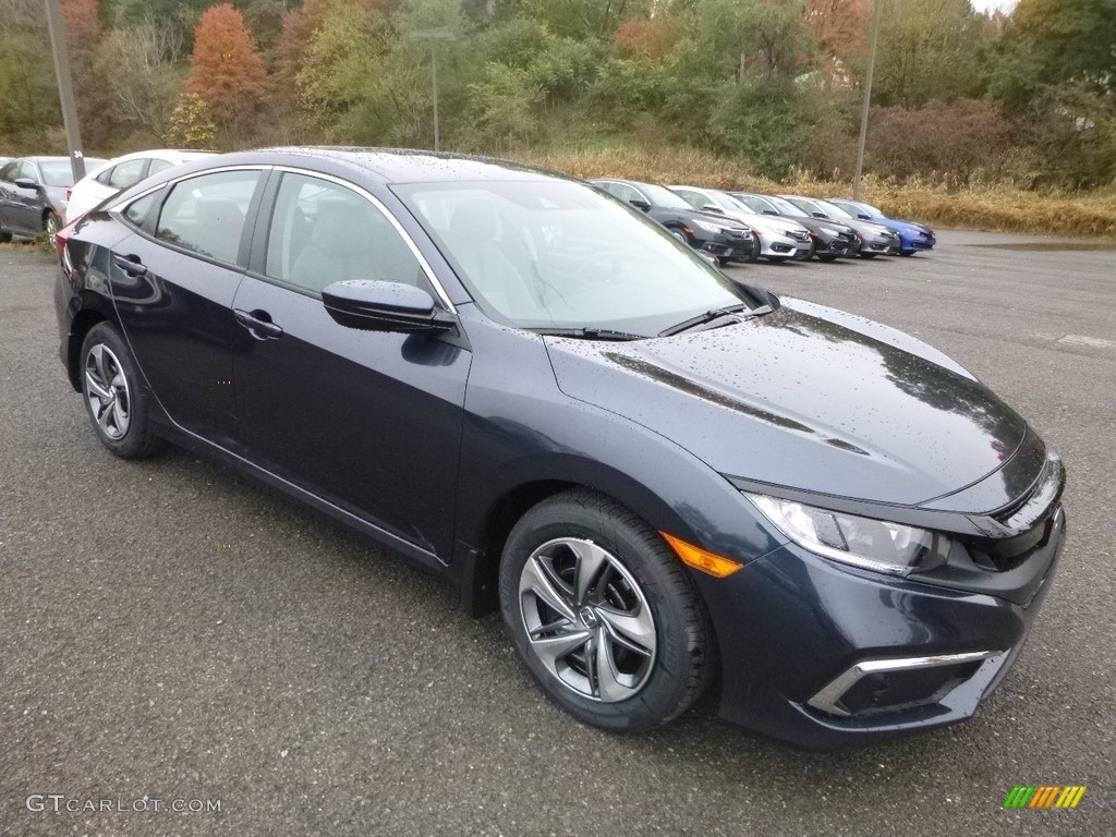 Cosmic Blue Metallic 2019 Honda Civic LX Sedan Exterior Photo #130229389