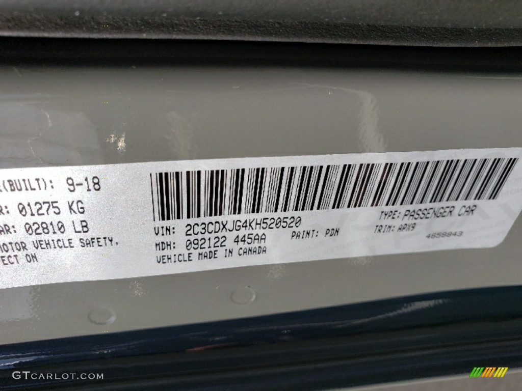 2019 Charger Color Code PDN for Destroyer Gray Photo #130234579