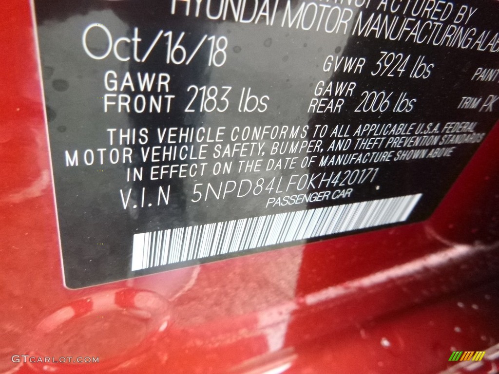 2019 Elantra Value Edition - Scarlet Red / Gray photo #12