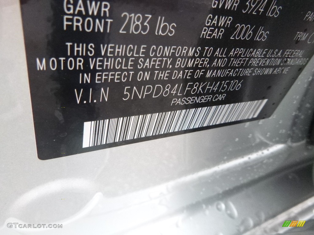 2019 Elantra SEL - Symphony Silver / Black photo #13