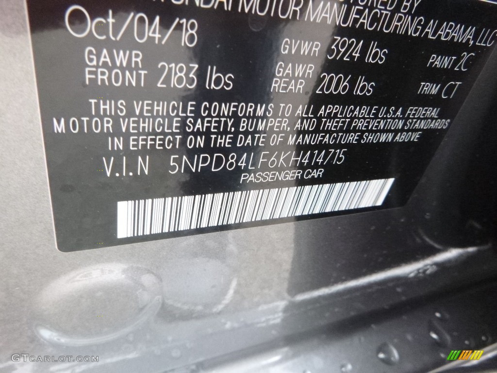 2019 Elantra SEL - Machine Gray / Black photo #13