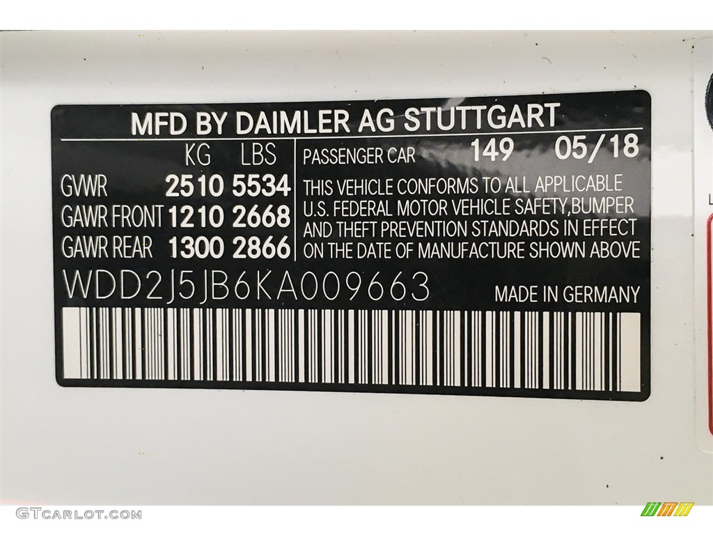 2019 CLS Color Code 149 for Polar White Photo #130239046
