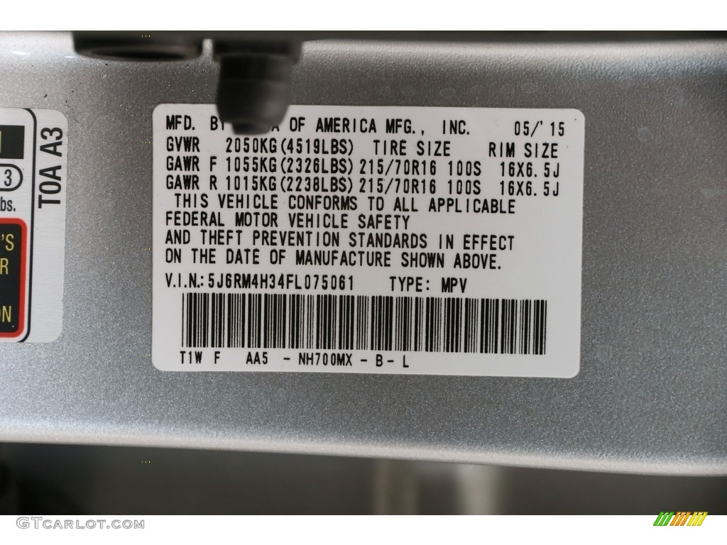 2015 CR-V LX AWD - Alabaster Silver Metallic / Gray photo #20