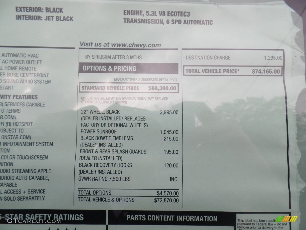 2019 Chevrolet Suburban Premier 4WD Window Sticker Photo #130267553