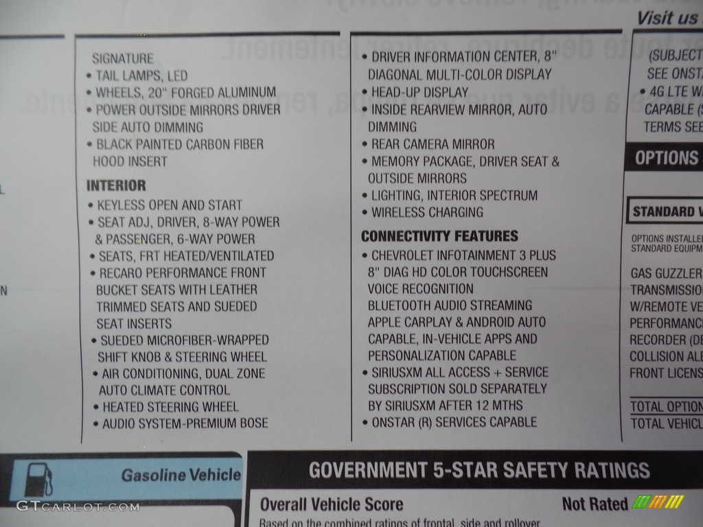 2019 Chevrolet Camaro ZL1 Coupe Window Sticker Photo #130268039