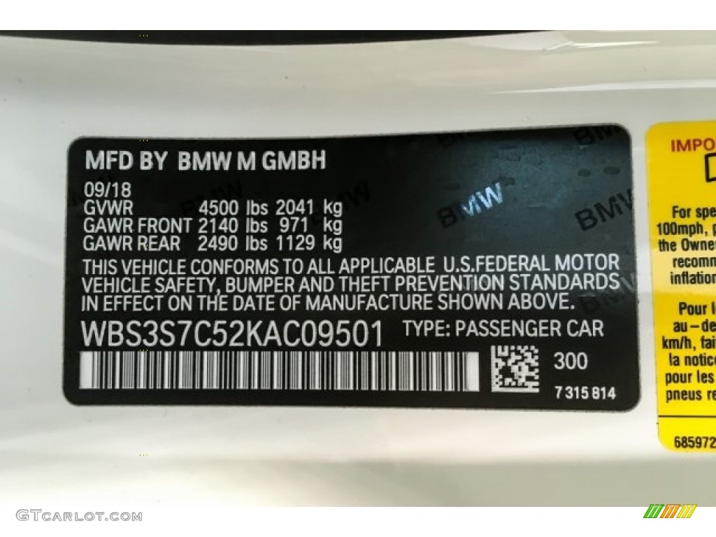 2019 M4 Color Code 300 for Alpine White Photo #130269560
