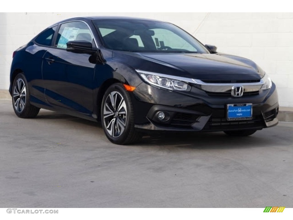 2018 Civic EX-L Coupe - Crystal Black Pearl / Gray photo #1