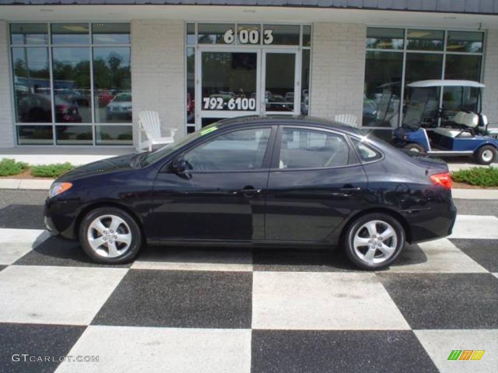 2007 Elantra GLS Sedan - Black Pearl / Beige photo #1