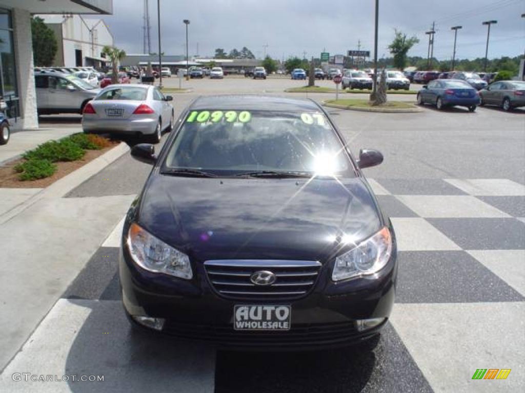 2007 Elantra GLS Sedan - Black Pearl / Beige photo #2