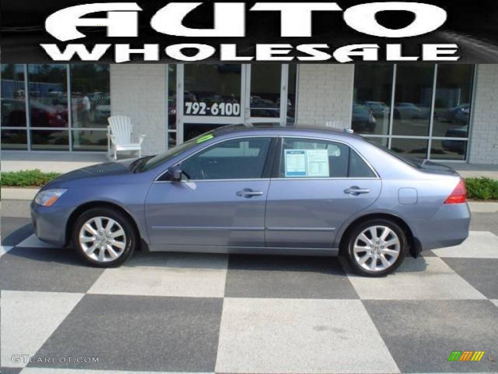 2007 Accord EX-L V6 Sedan - Cool Blue Metallic / Gray photo #1