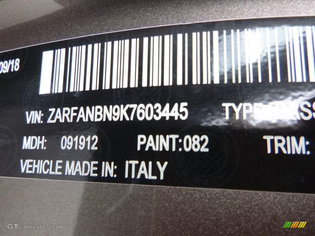 2019 Giulia Color Code 082 for Imola Titanium Metallic Photo #130284368