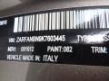082: Imola Titanium Metallic 2019 Alfa Romeo Giulia Ti Sport AWD Color Code