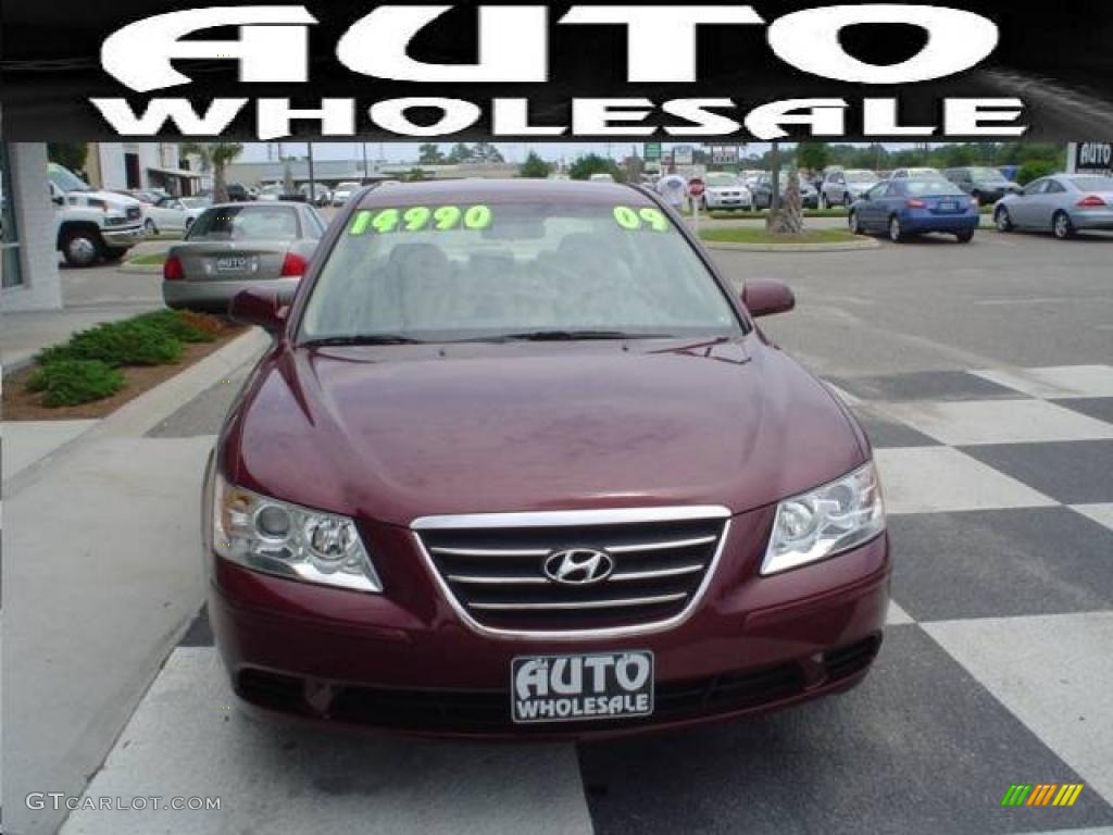 2009 Sonata GLS - Dark Cherry Red / Camel photo #2