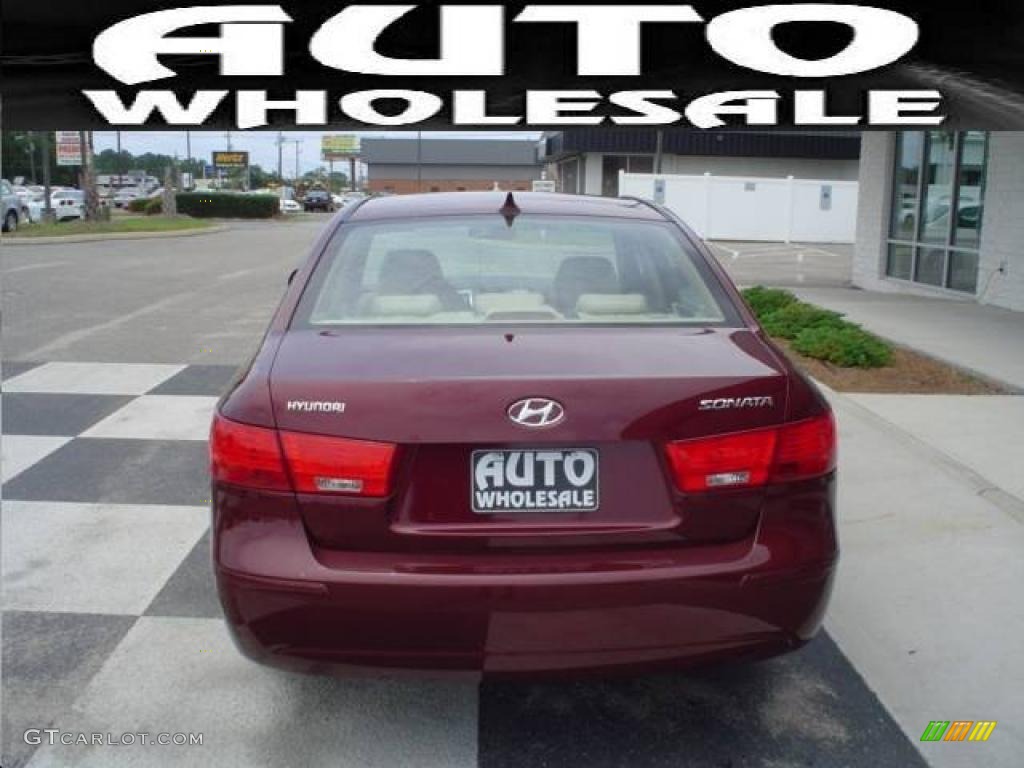 2009 Sonata GLS - Dark Cherry Red / Camel photo #3