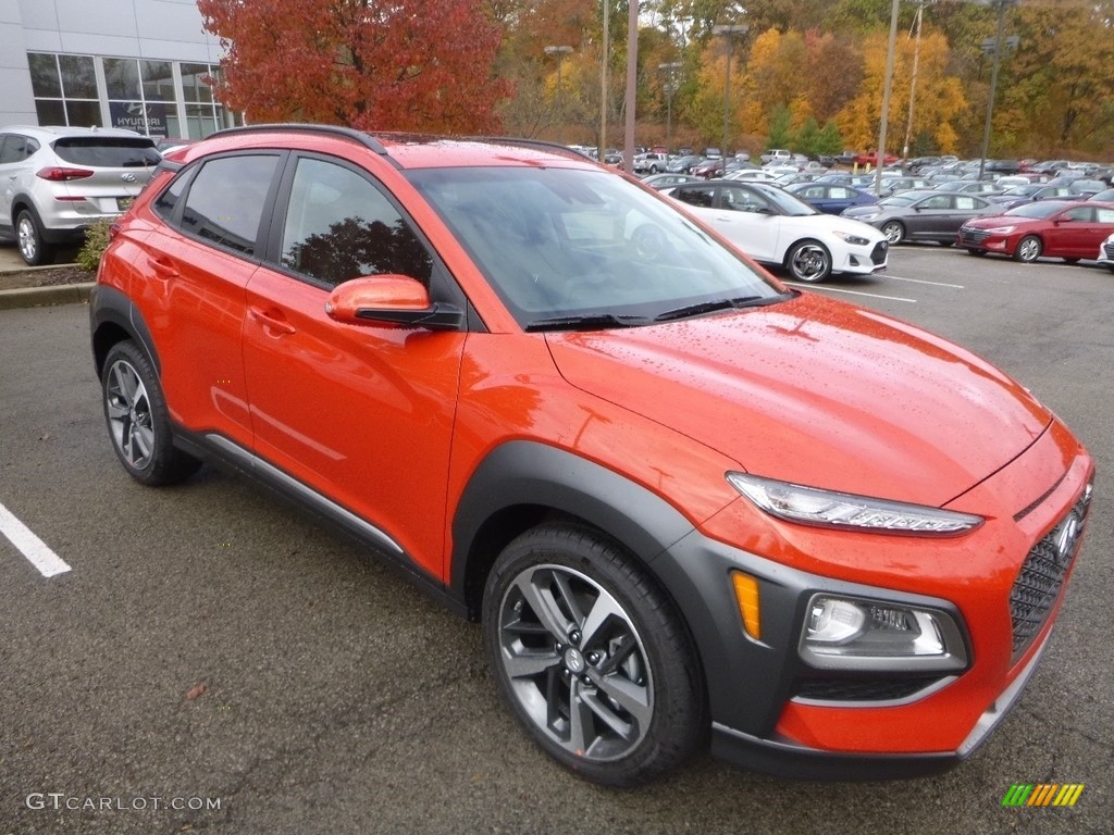 2019 Kona Ultimate AWD - Sunset Orange / Black photo #3