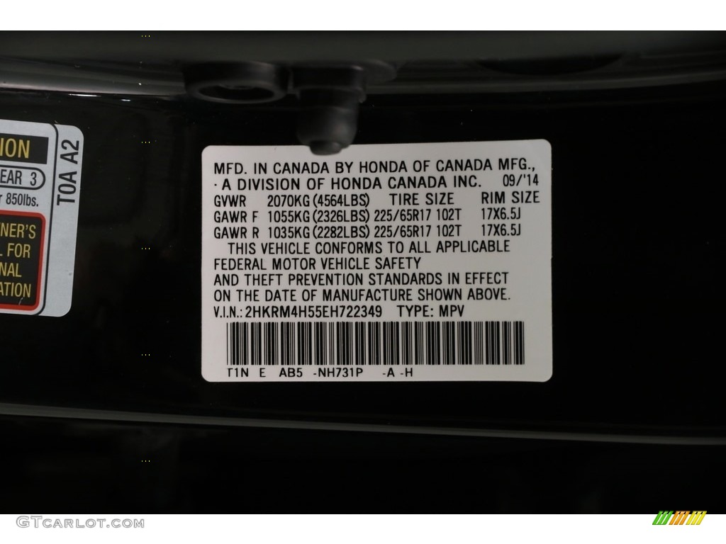 2014 CR-V EX AWD - Crystal Black Pearl / Black photo #20