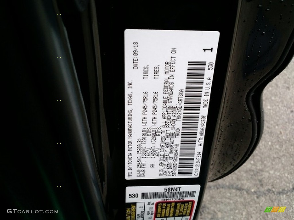 2019 Tacoma Color Code 218 for Midnight Black Metallic Photo #130322143