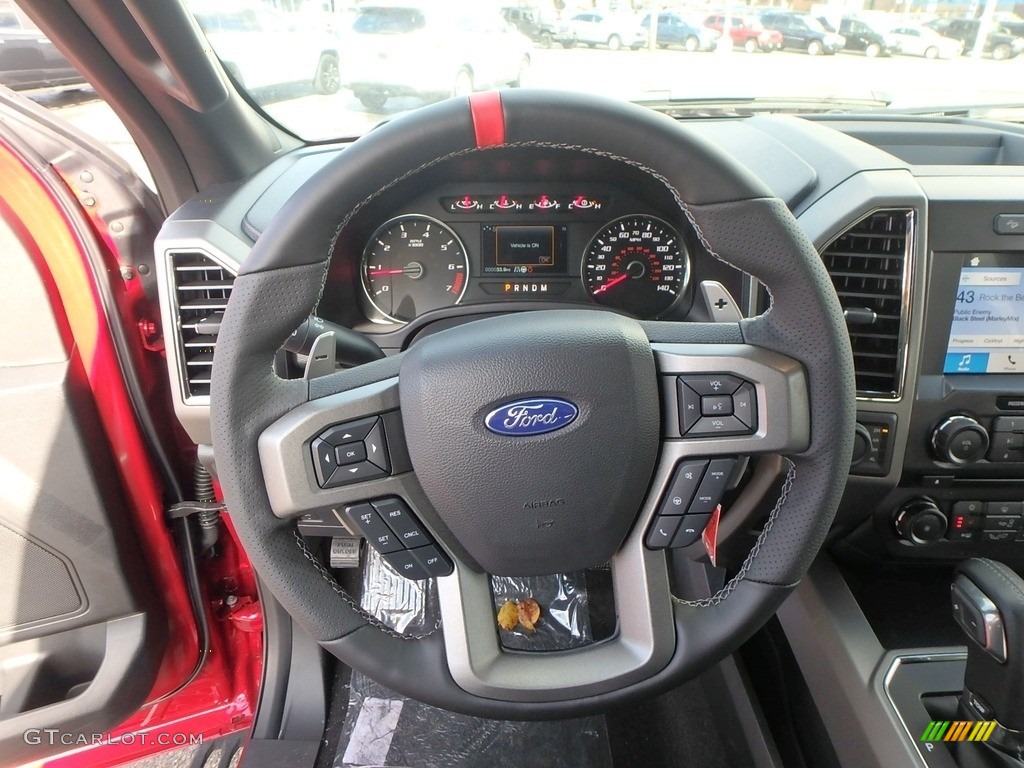 2018 Ford F150 SVT Raptor SuperCab 4x4 Raptor Black Steering Wheel Photo #130323862