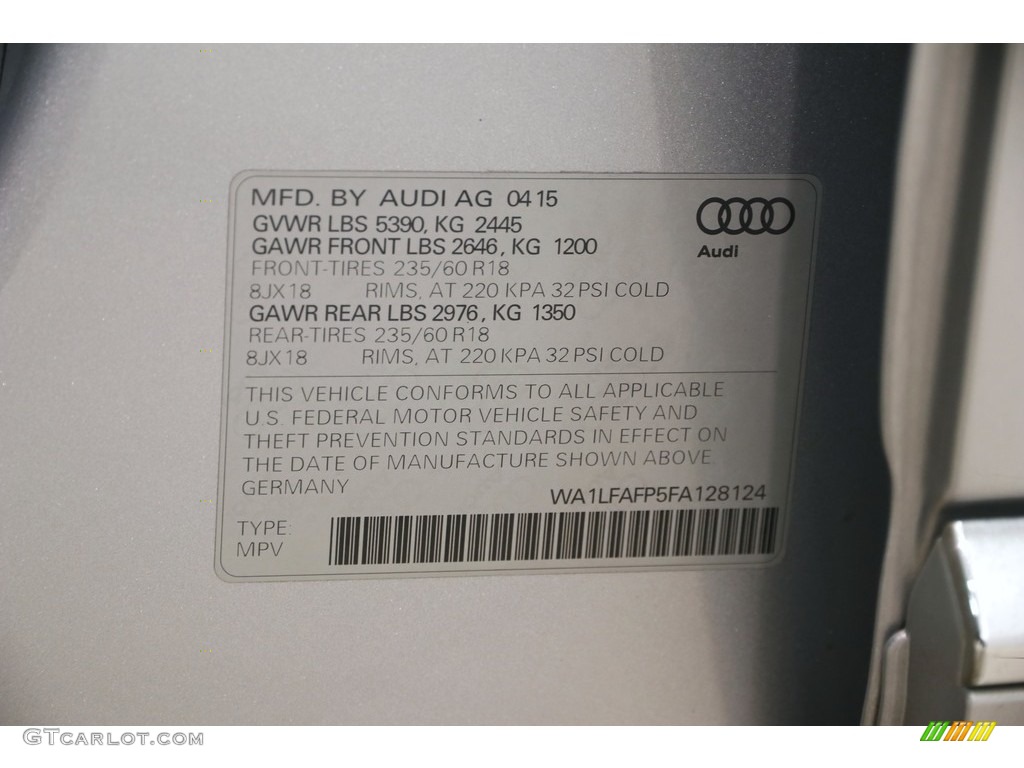2015 Q5 2.0 TFSI Premium Plus quattro - Florett Silver Metallic / Black photo #25