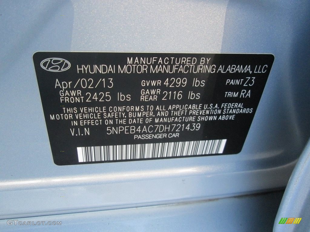 2013 Sonata GLS - Iridescent Silver Blue Pearl / Gray photo #29