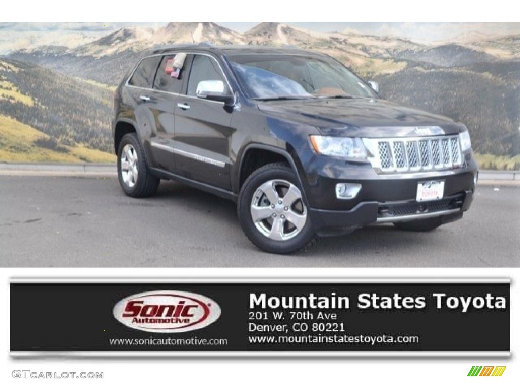 2011 Grand Cherokee Overland Summit 4x4 - Brilliant Black Crystal Pearl / New Saddle/Black photo #1
