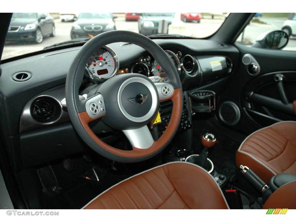 2008 Cooper Convertible Sidewalk Edition - White Silver Metallic / Malt Brown English Leather photo #12