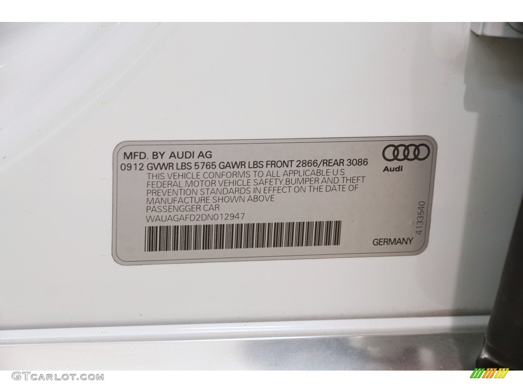 2013 A8 3.0T quattro - Ibis White / Velvet Beige photo #29