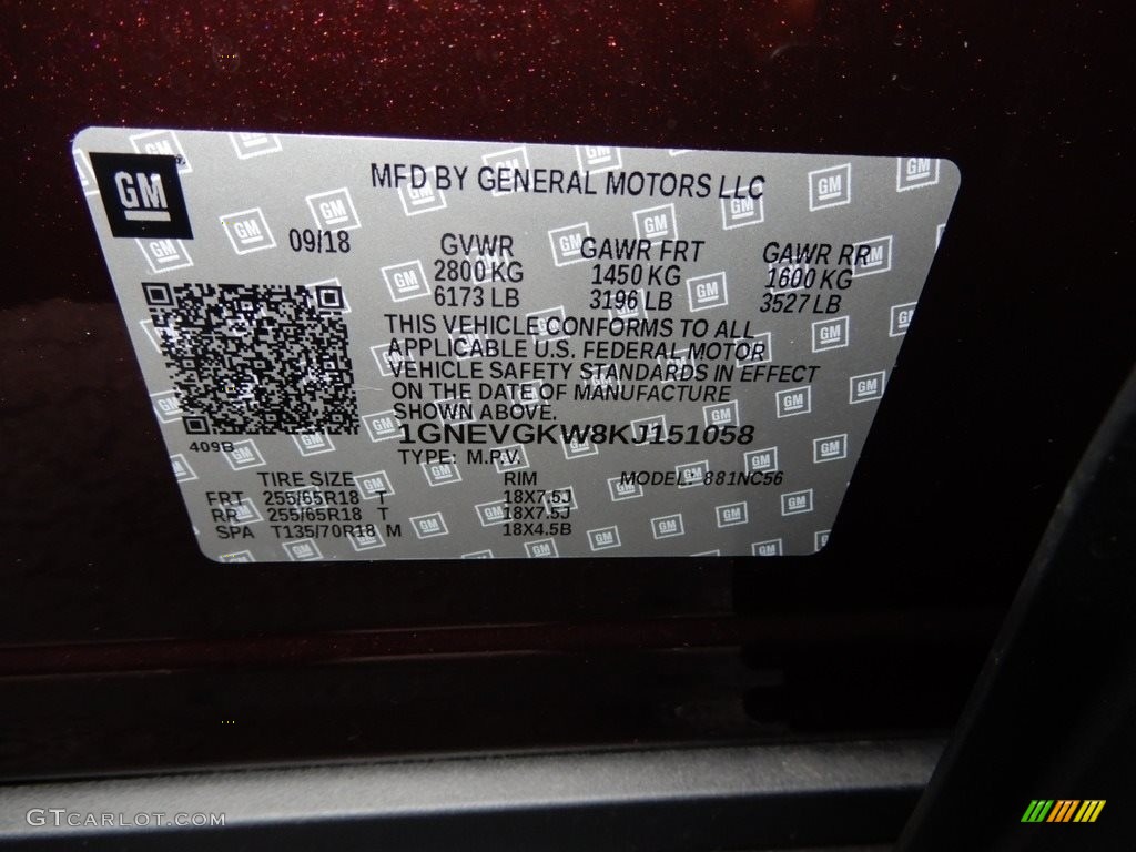 2019 Traverse LT AWD - Black Current Metallic / Jet Black photo #16