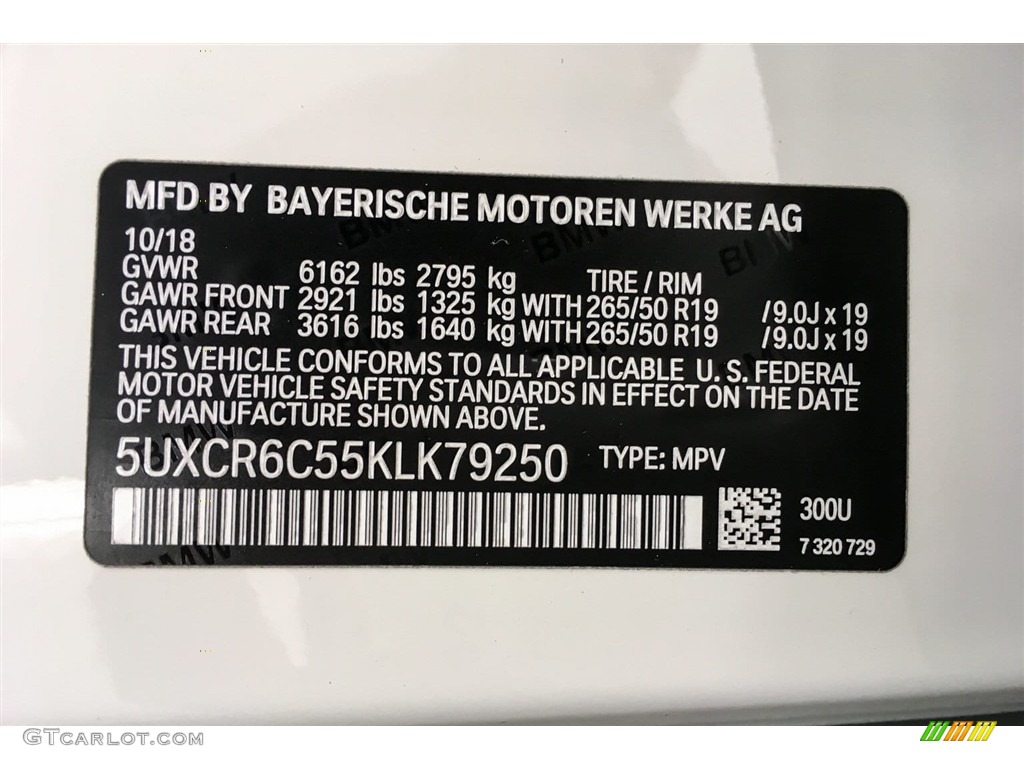 2019 X5 Color Code 300 for Alpine White Photo #130365467
