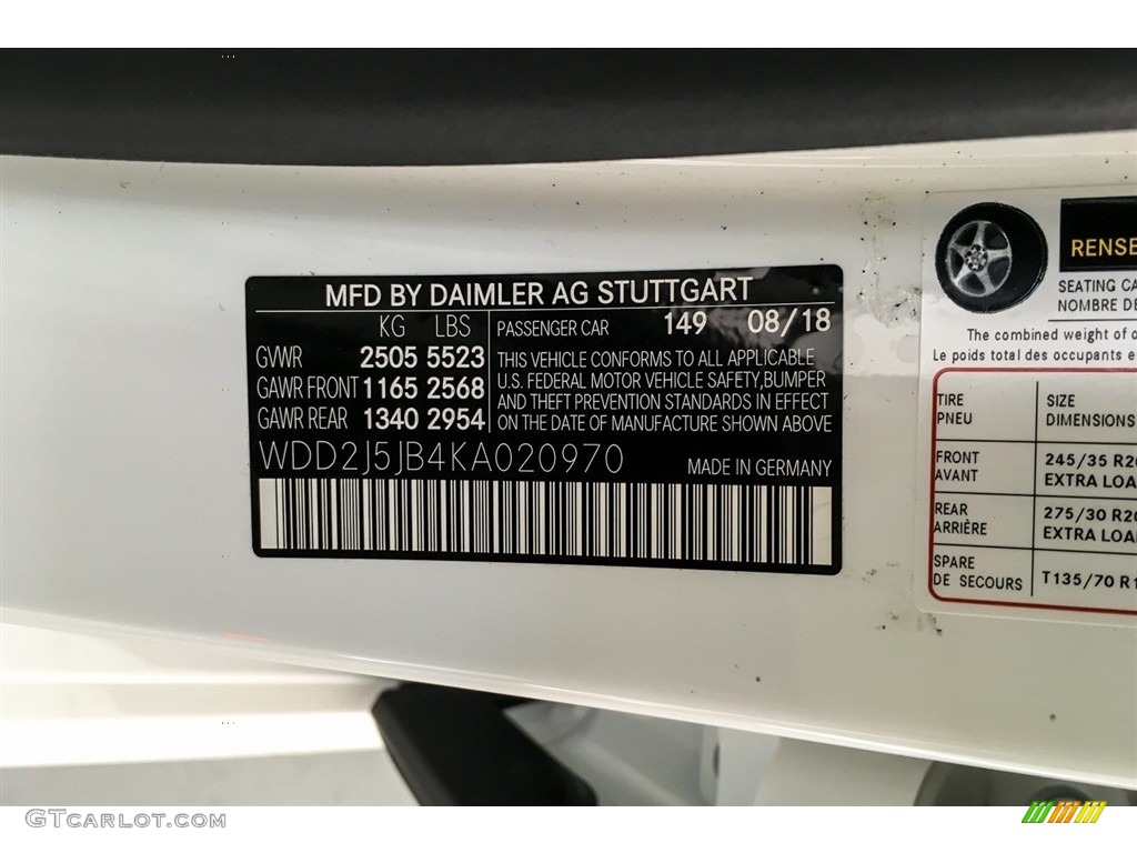 2019 CLS Color Code 149 for Polar White Photo #130371711
