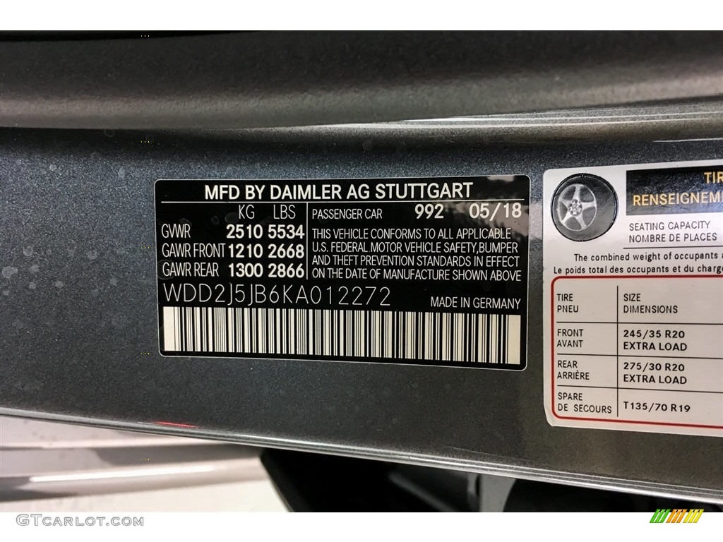 2019 CLS Color Code 992 for Selenite Grey Metallic Photo #130372311