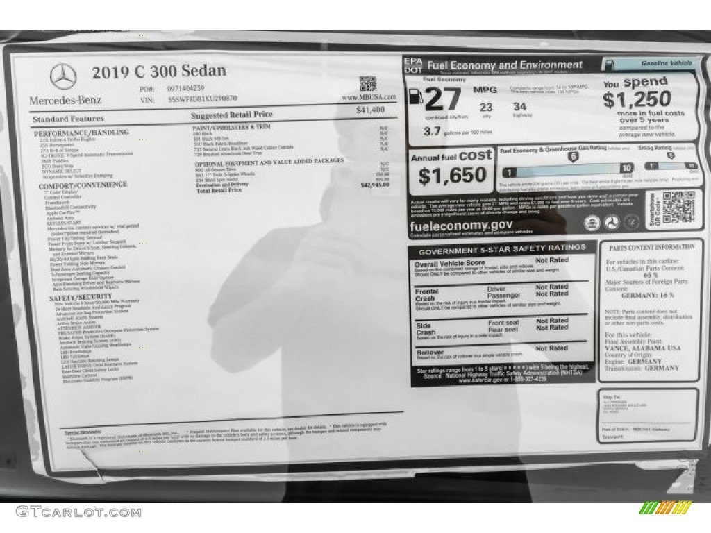 2019 C 300 Sedan - Black / Black photo #10