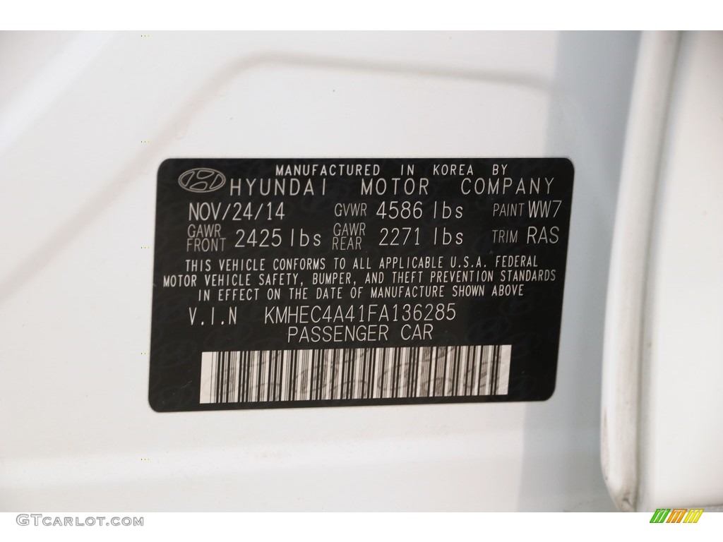 2015 Sonata Hybrid Limited - Diamond White Pearl / Gray photo #22