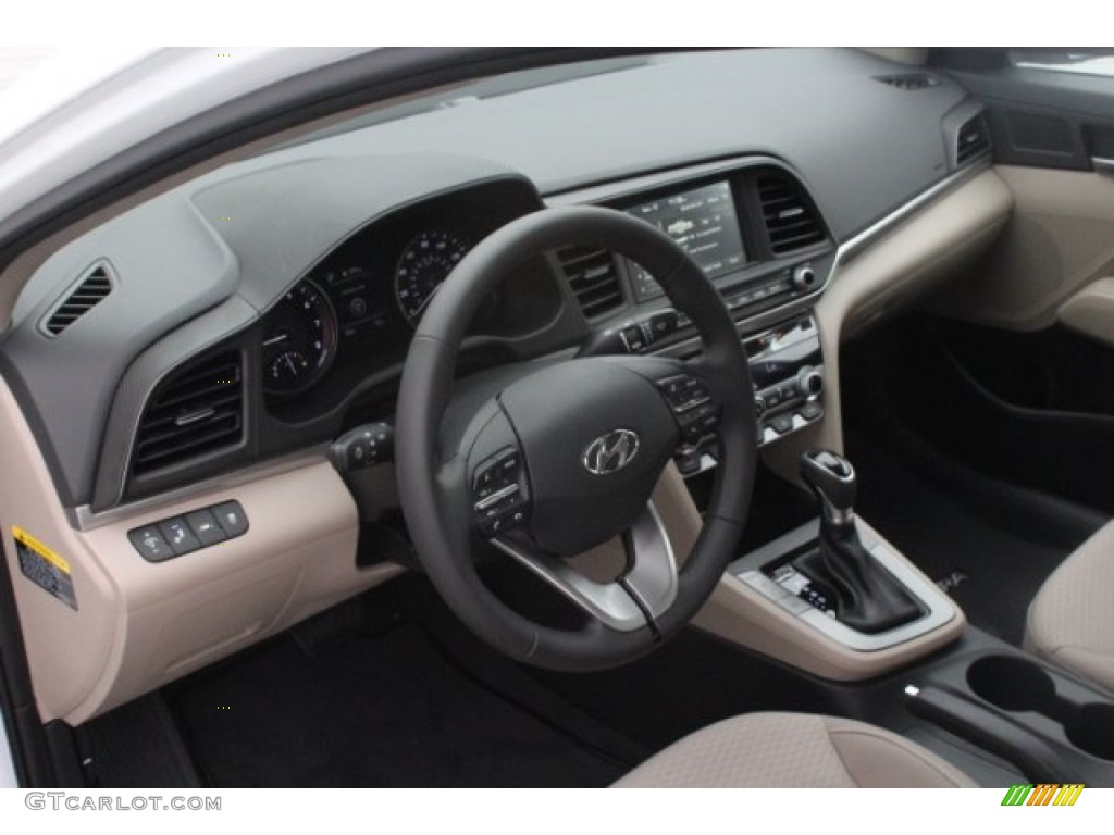 2019 Elantra SEL - Quartz White Pearl / Beige photo #13