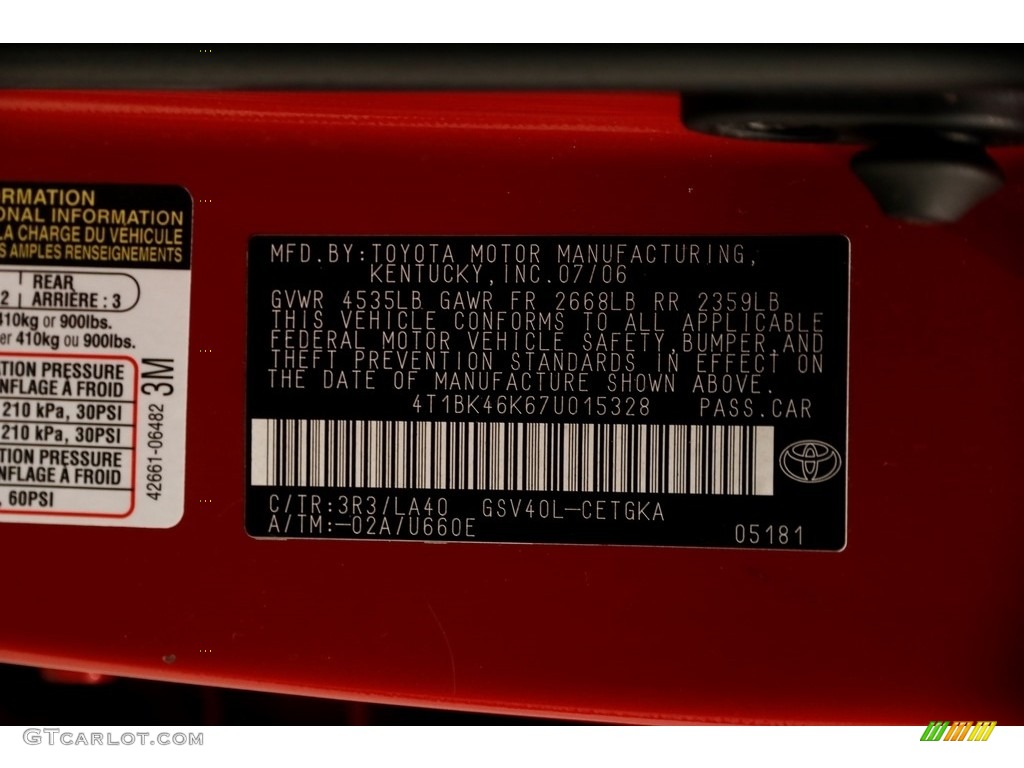 2007 Camry XLE V6 - Barcelona Red Metallic / Bisque photo #16